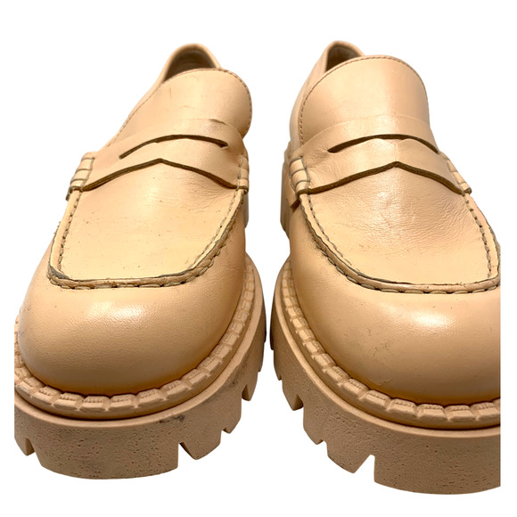 NEW Free People Lyra Lug Sole Tan Leather Loafers Chunky Platform Sz 39 NWOB - Picture 6 of 11